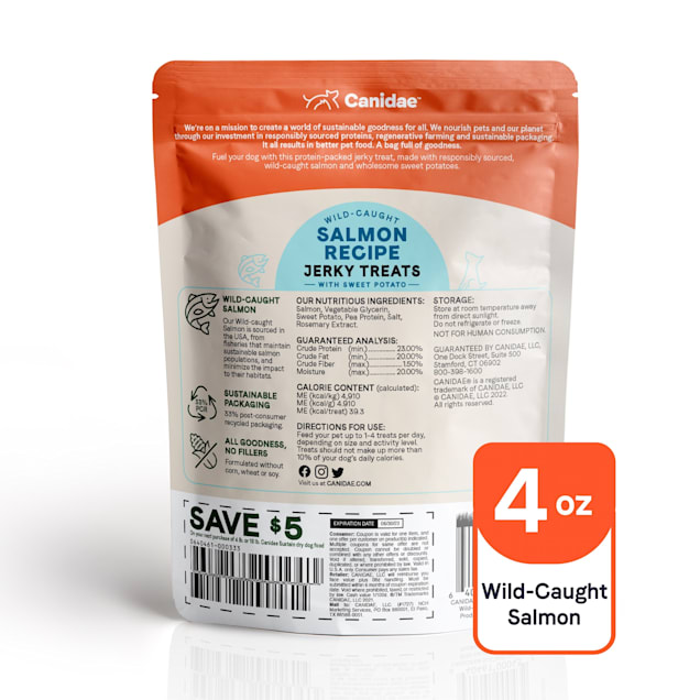 Canidae Sustain Salmon Sweet Potato Jerky Dog Treats 4 oz. Petco