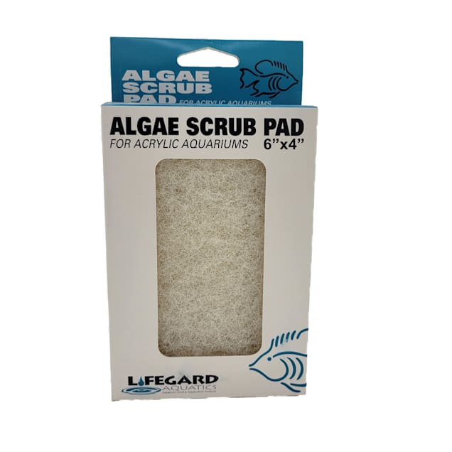 Lifegard Aquatics White Algae Scrub Pad for Acrylic Aquariums, 4" L X 6" W X 1" H - Carousel image #1