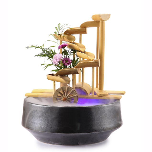 Lifegard Aquatics Bamboo Money Fountain with Plant Holder, 12" L X 12" W X 5" H - Carousel image #1
