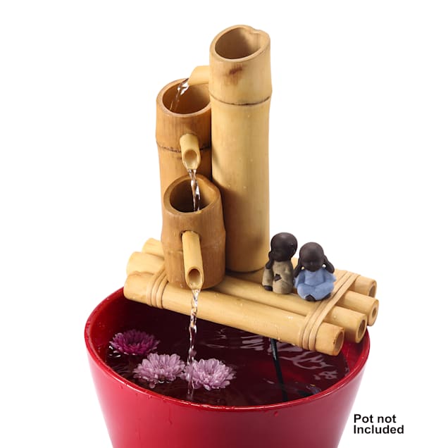 Lifegard Aquatics Bamboo 3-Tier Fountain and Quiet One 100 Pump, 18" L X 18" W X 5" H - Carousel image #1
