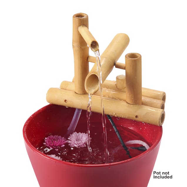 Lifegard Aquatics Bamboo Rocking Fountain and Quiet One 100 Pump, 18" L X 18" W X 5" H - Carousel image #1