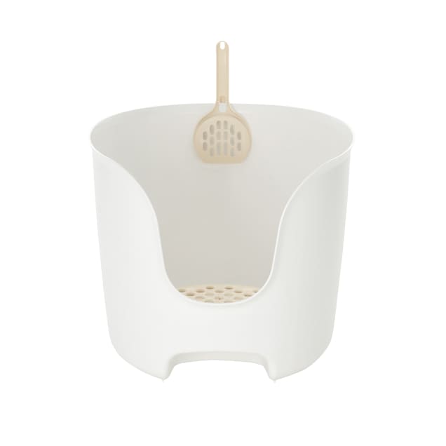 Richell Paw Trax High Wall White Cat Litter Box 19.7