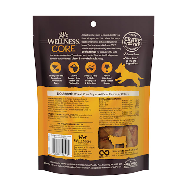 Wellness Core Brainiac Puppy Beef Turkey Soft Training Dog Treats 5 oz