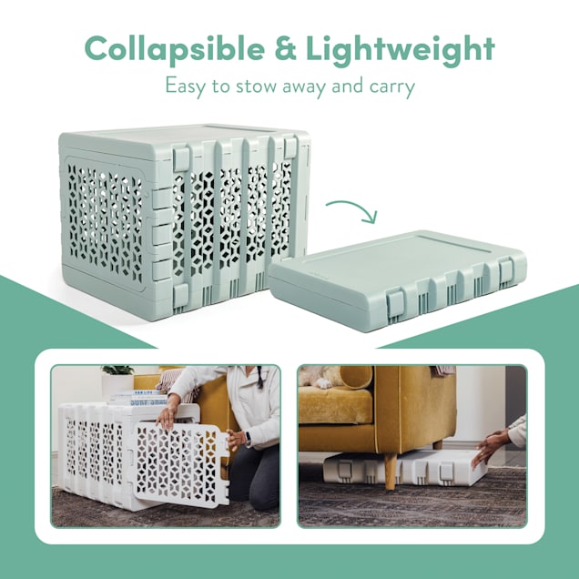 KindTail PAWD Light Green Modern Collapsible Dog Crate, 26" L X 20" W X