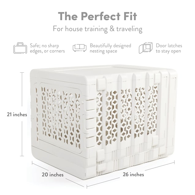 KindTail PAWD White Modern Collapsible Dog Crate, 26" L X 20" W X 21" H - Carousel image #1