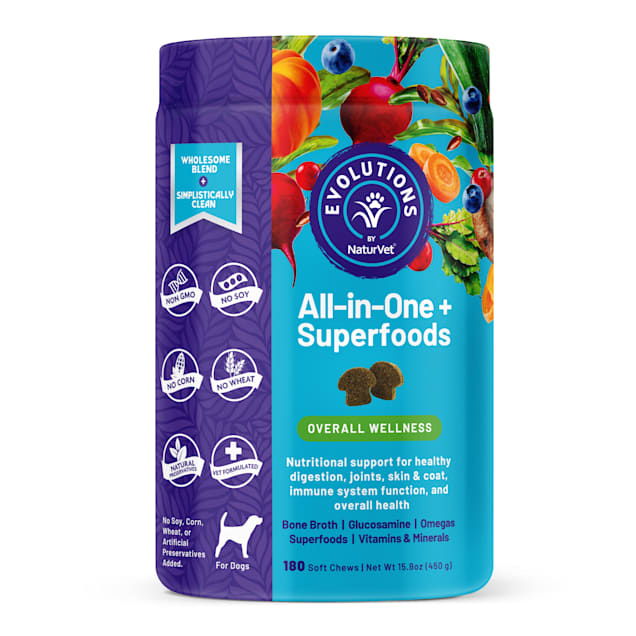 NaturVet Evolutions All-In-One + Superfoods Soft Chews for Dogs, Count of 180 - Carousel image #1