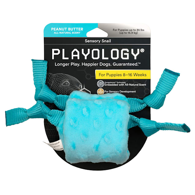 Playology Puppy Sensory Snail Peanut Butter Dog Toy, X-Large