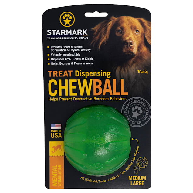 Starmark Treat Dispensing Chew Ball Dog Toy — Concord Pet Foods & Supplies