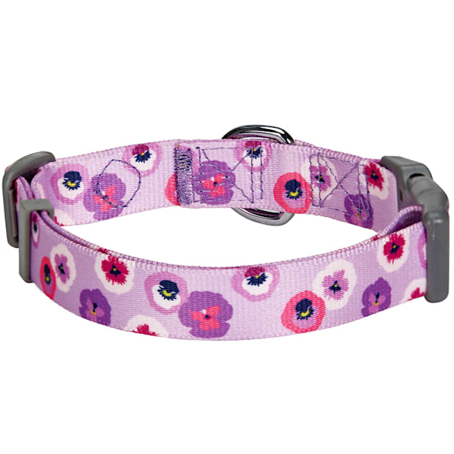 Blueberry Pet Essentials Light Purple Floral Adjustable Dog Collar Small