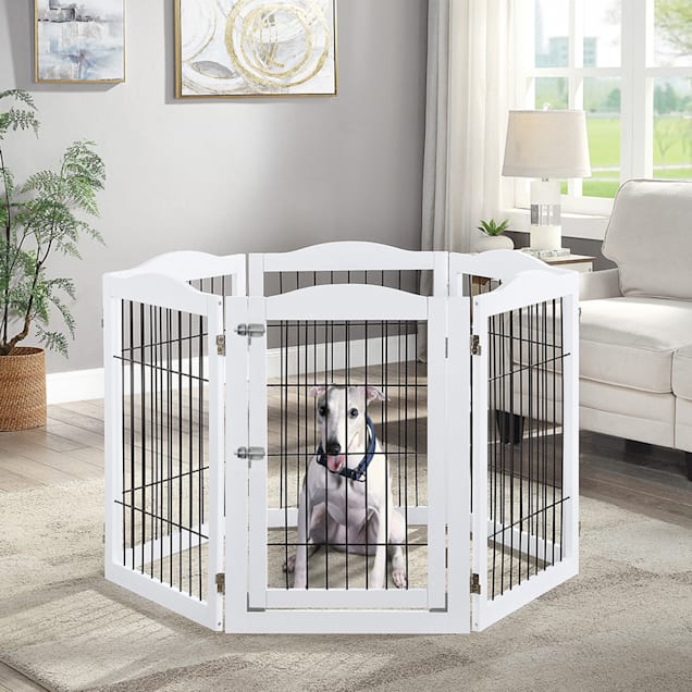 UniPaws White 6 Panel Playpen Extra Wide Dog Gate, 132