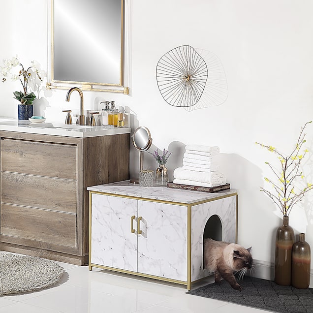 UniPaws Marble Top Cat Litter Box Enclosure & Furniture