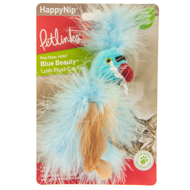 Petlinks Blue Beauty Plush Catnip Silvervine Bird and Feather