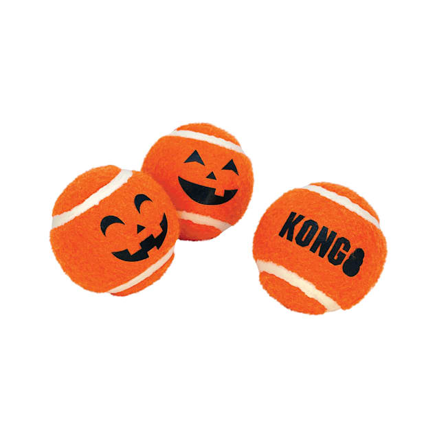 KONG Halloween Sport Pumpkin Balls Dog Toy, Medium, Pack of 3 - Carousel image #1