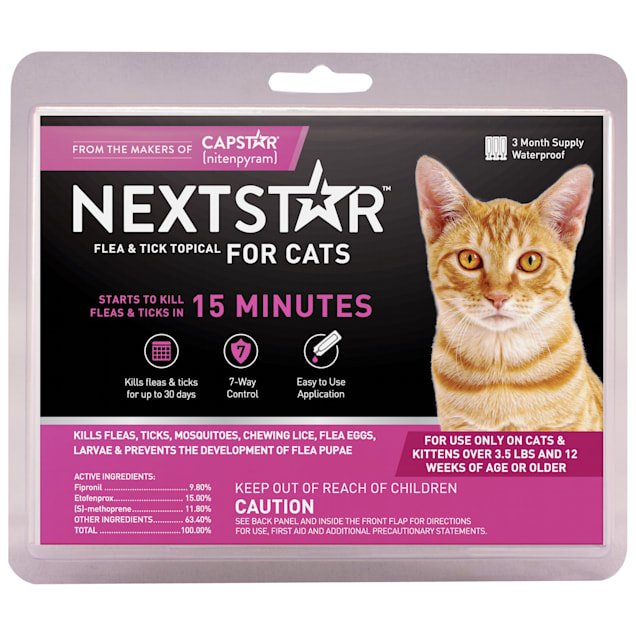Nextstar Flea & Tick Topical Prevention for Cats, 3 Month Supply - Carousel image #1