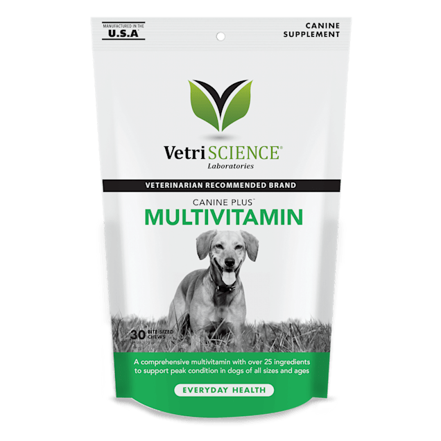 VetriScience Canine Plus MultiVitamin Everyday Health Chicken Liver Dog Chews, Count of 30 - Carousel image #1