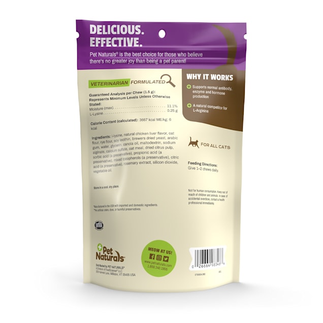 Pet Naturals Lysine Immune Support Chicken Liver Flavor Cat Chews Count of 60 Petco