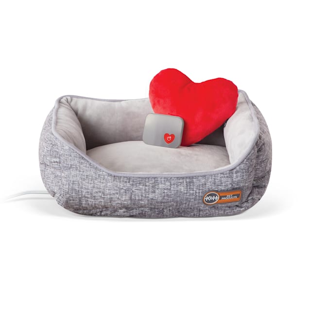 Ku0026H Mother's Heartbeat Heated Kitten Bed + Heart Pillow, 11 L X 13 W |  Petco