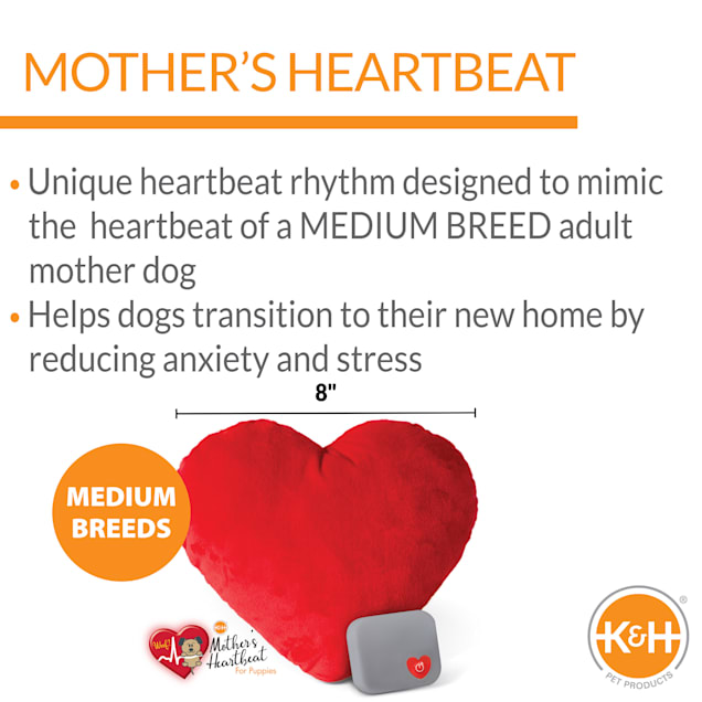 K H Mother s Heartbeat Calming Heart Pillow for Medium Breed Dogs