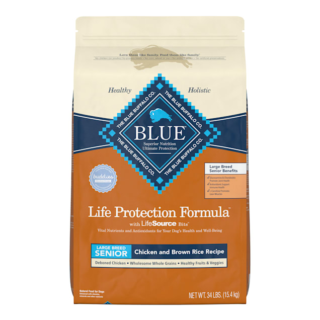 Blue Buffalo Life Protection Formula Natural Senior Large Breed Chicken and Brown Rice Dry Dog Food, 34 lbs. - Carousel image #1
