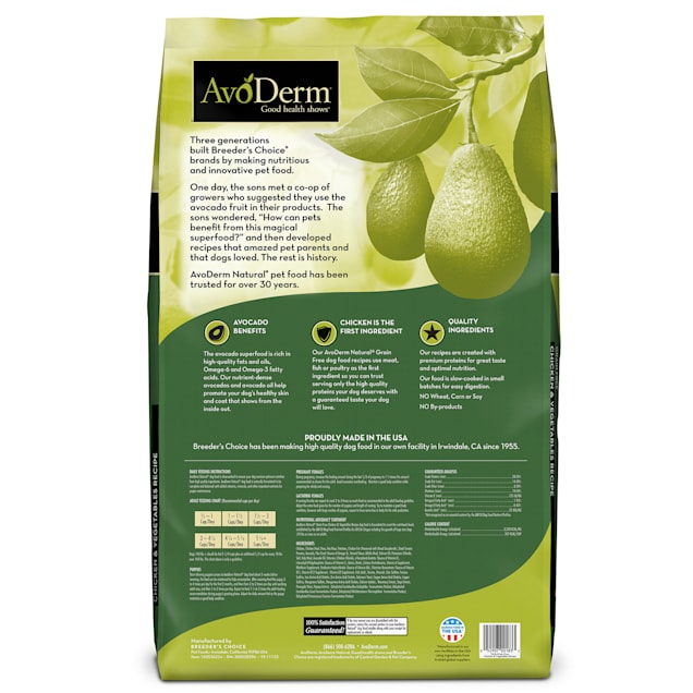 AvoDerm Grain Free Chicken and Vegetables Dry Dog Food 24 lbs