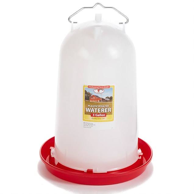 Little Giant White/Red Plastic Poultry Drinker with Handle, 3 Gallon - Carousel image #1