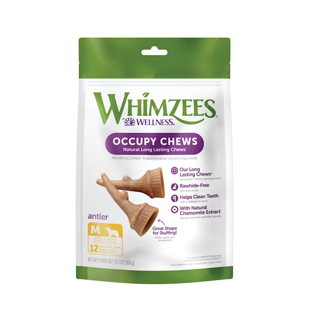 Whimzees Medium Dental Occupy Calmzees Value Bag Dental Dog Chews, 12.7 oz., Count of 12 - Carousel image #1