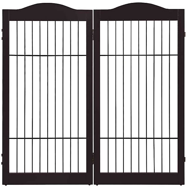 UniPaws Espresso Wire 2 Panel Extension Kit Walnut Pet Gate, 44" L X 0.8" W X 31.5" H - Carousel image #1