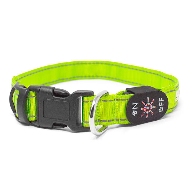 Dog Visibility Safety Collar Small Yellow LED Dog Collar Light-up Puppy Tags 