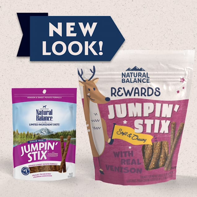Natural Balance Jumpin Stix Grain Free with Real Venison Sweet Potato Recipe Dog Treats 10 oz