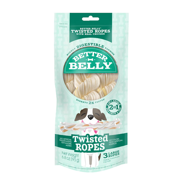 Better Belly Twisted Ropes with Real Chicken Digestible Rawhide Edible