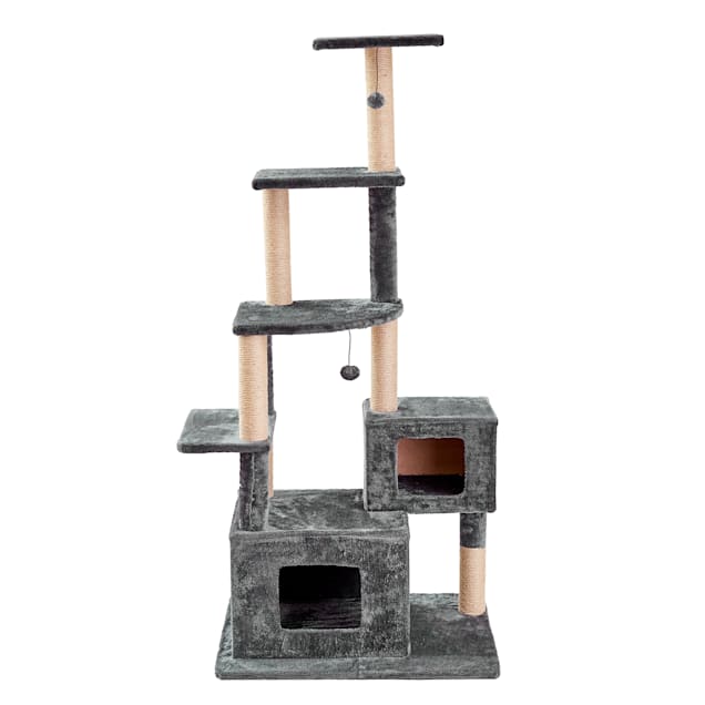 Two by Two Walnut Dark Gray Cat Tower, 66