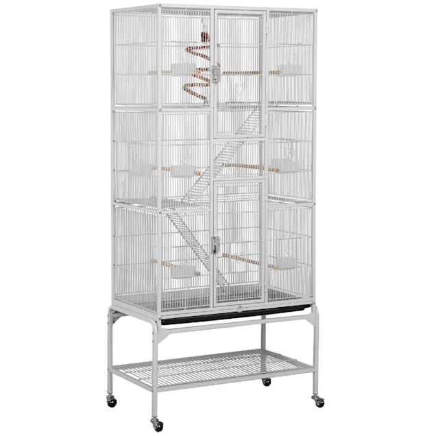 Topeakmart White Large Bird Cage with Rolling Detachable Stand, 69" H - Carousel image #1