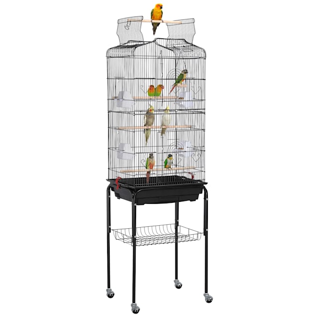 Birds Stainless Steel Black Iron Hanging Bird Cage, For Home