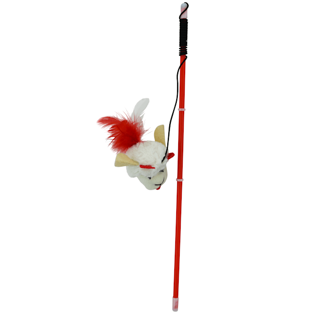 Multipet Lamb Chop Halloween Teaser with Feathers Cat Toy, Small