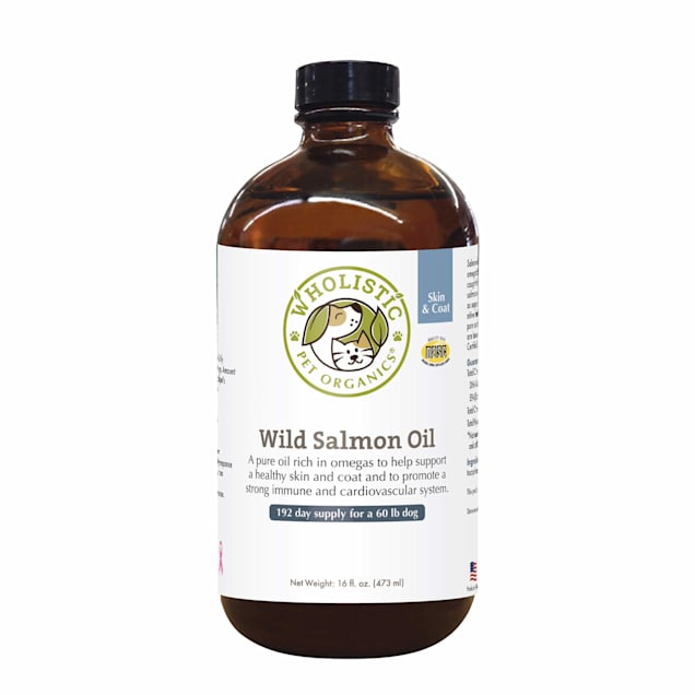 Wholistic Pet Organics Wild Salmon Oil Omega Support Glass for Dogs and Cats Supplement, 16 oz. - Carousel image #1