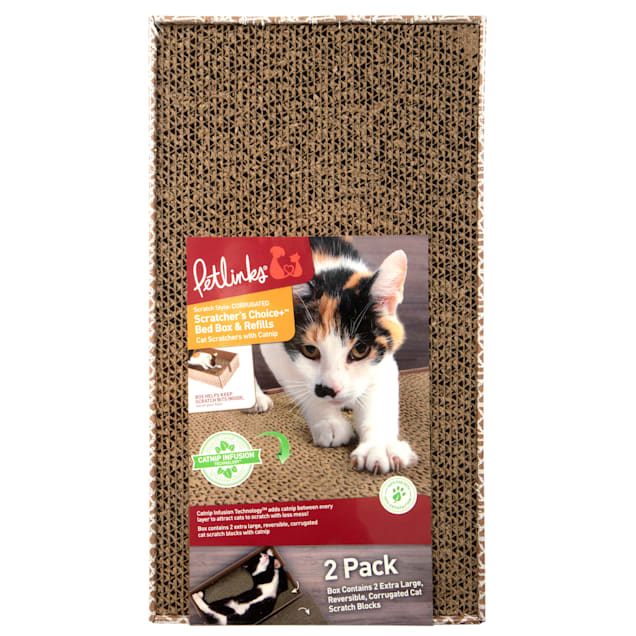 Petlinks Scratcher s Choice Bed Box Refills Corrugate Cat Scratch Blocks Bed 19.75 L x 1.75 W x 11 H
