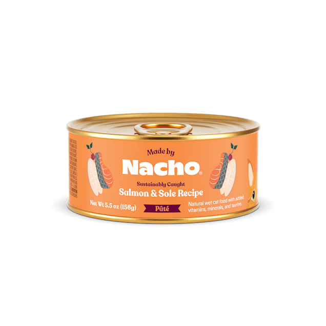 Made by Nacho Sustainably Caught Salmon & Sole Pate Recipe with Bone Broth Wet Cat Food, 5.5 oz., Case of 24 - Carousel image #1