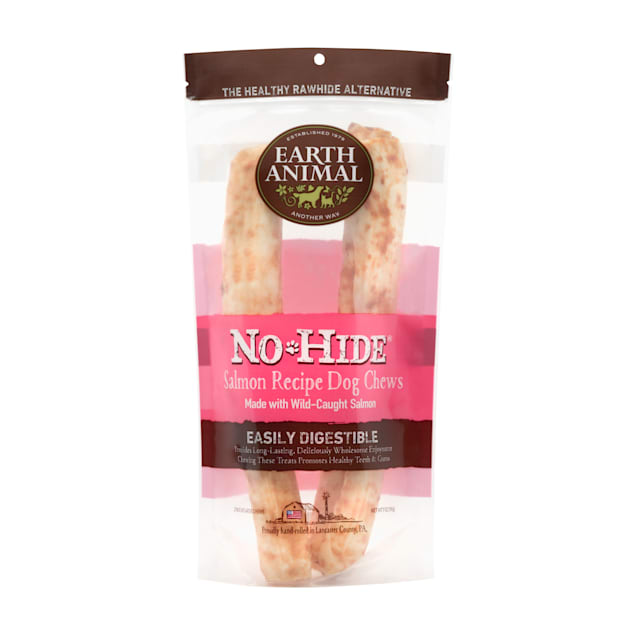 Earth Animal No-Hide Salmon Chews 7 The Safe Alternative to Rawhide. Package Contains 2 Chews 