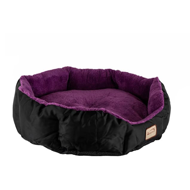 Armarkat Soft Round Purple and Black Cat Bed, 23.5" L X 23.5" W X 9" H - Carousel image #1