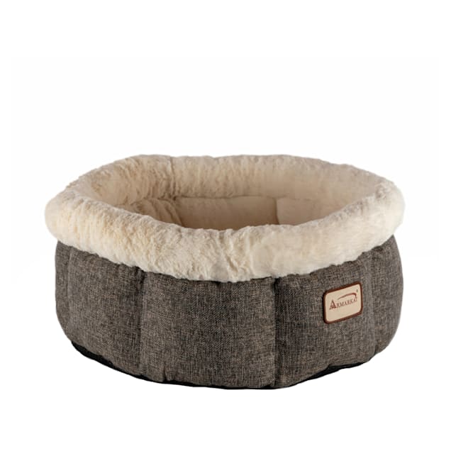 Armarkat Cozy Beige and Gray Cat Bed, 19.5" L X 19.5" W X 8.5" H - Carousel image #1
