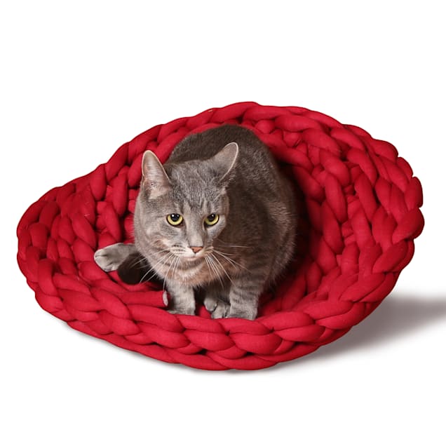 K&H Red Knitted Pet Bed, 17" L X 4" W - Carousel image #1