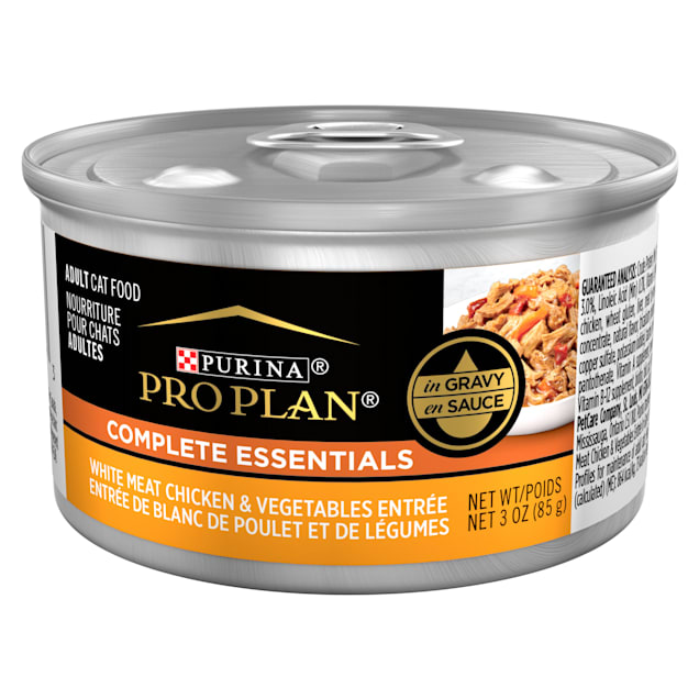 Purina Pro Plan High Protein White Meat Chicken and Vegetable Entree in Gravy Wet Cat Food, 3 oz.