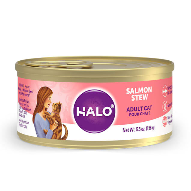 Halo Adult Grain Free Salmon Recipe Canned Cat Food 5.5 oz. Case of 12