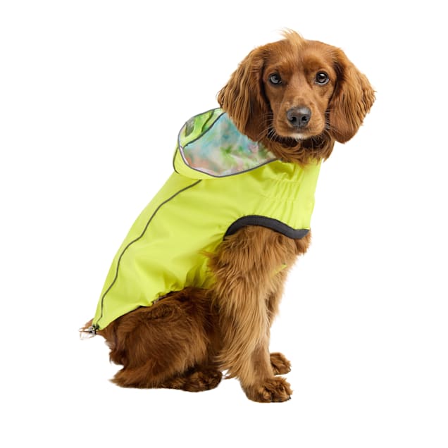 GF Pet Neon Yellow With Tie Dye Reversible Dog Raincoat, XX-Small | Petco