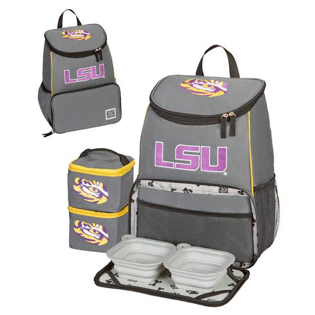 LSU Tigers NCAA Dog Travel Backpack & Accessories Kit