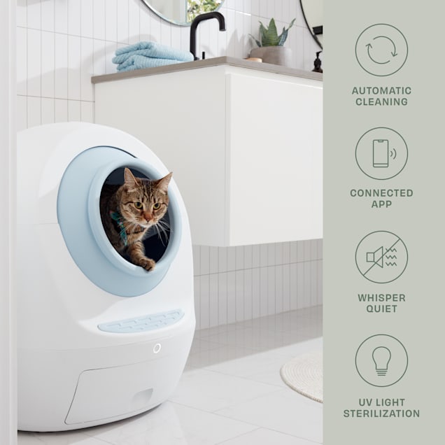 Casa Leo Leo s Loo Too Baby Blue Covered Automatic Self Cleaning Cat Litter Box