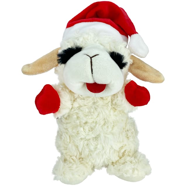 Multipet Wrinkleez Lamb Chop Dog Toy with Santa Hat, Small Petco