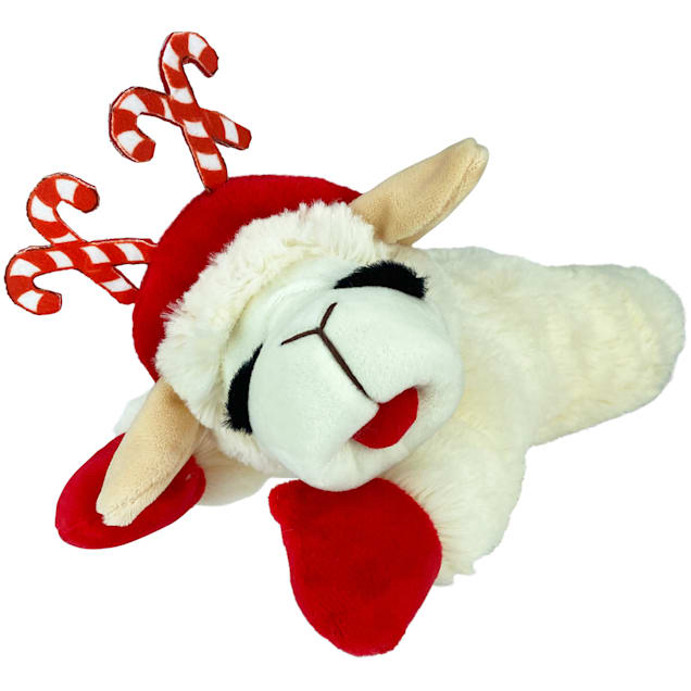 Multipet Lamb Chop Dog Toy with Candy Cane Headband, Medium Petco