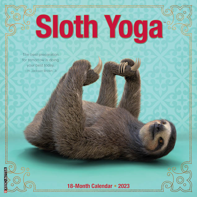 Willow Creek Press Sloth Yoga 2023 Wall Calendar - Carousel image #1