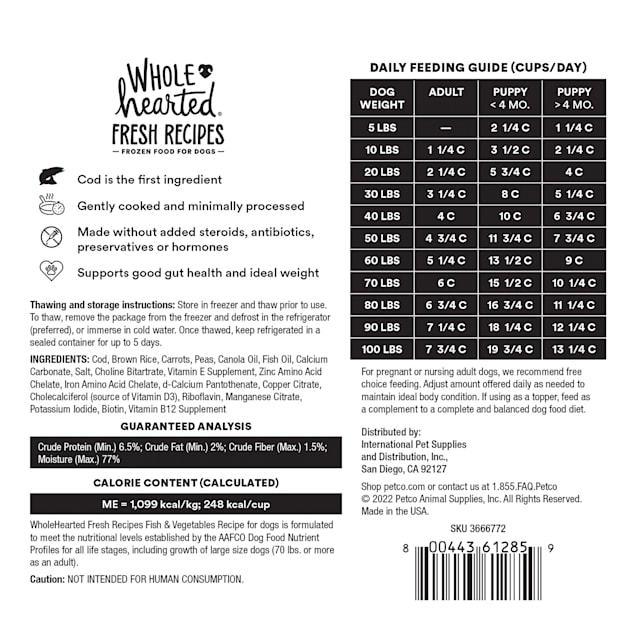 WholeHearted Fresh Frozen Fish Recipe Dog Food 66 oz